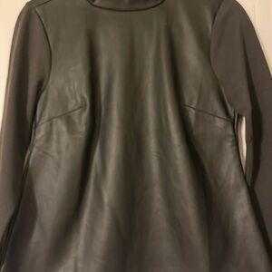 Ann Taylor Dark Faux Leather Woman’s Black Top XS